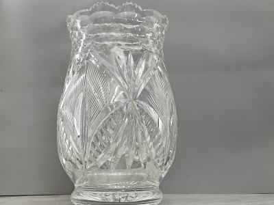große Kristallvase - Vase Kristall / 1980er / Bleikristall