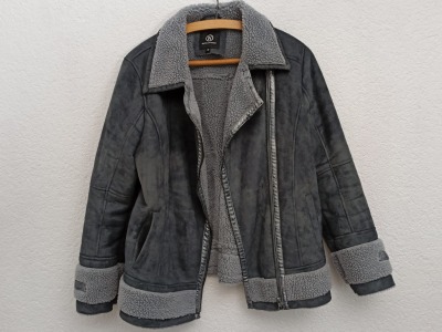 Vintage Jacke / warme Winterjacke / Kunstlederjacke / Teddyfell / Kunstfell / Retro jacket / Gr L XL