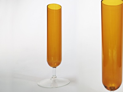Lauscha Solifleur Vase - orangene Glasvase / mundgeblasen / handgeformt / Amber