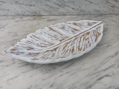 Schale aus Keramik in Blattform - Obstteller, Anbietschale shabby chic