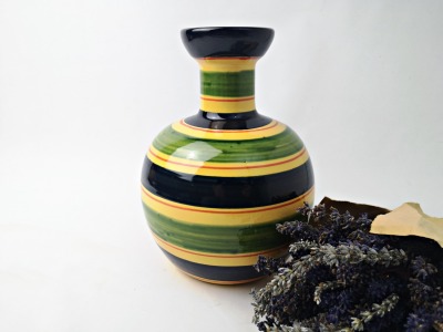 große getöpferte Vase - bunte handmade Sammlervase / Keramik / 22cm hoch