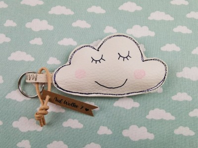 Schlüsselanhänger Wolke, Taschenanhänger, Wolken, Kunstleder - Kleine Wolke Auf Wolke 7, weiß