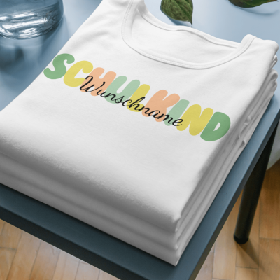 Schulkind - Kindershirt - bunt - mit Wunschname