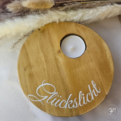 Glückslicht - Holzkerzenhalter für Teelichter