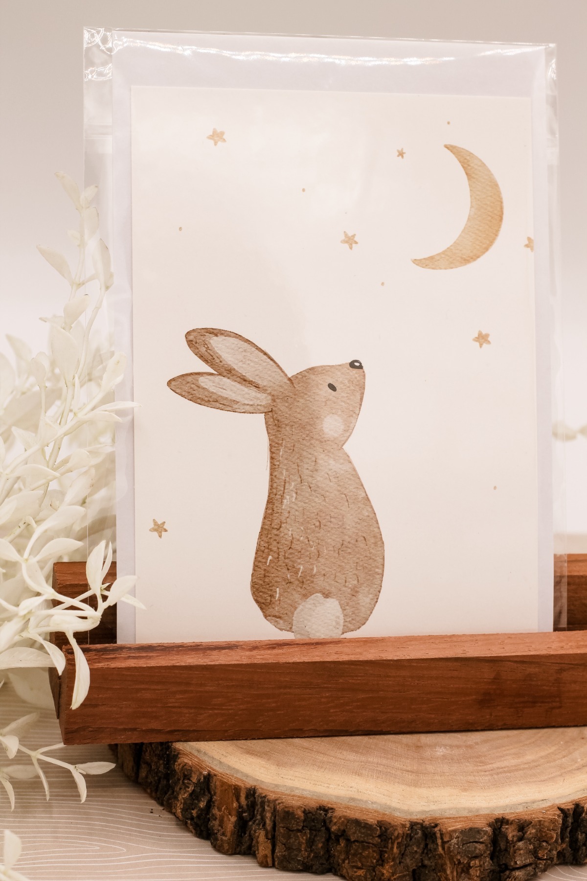 Hej Hanni Postkarte - Hase mit Mond