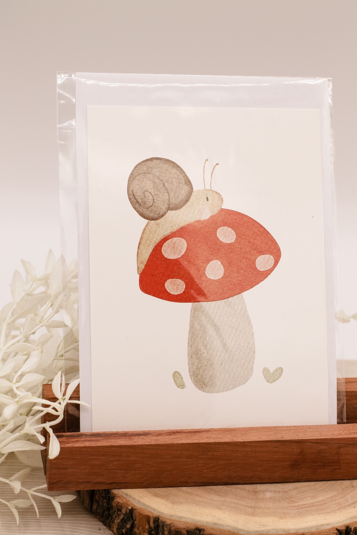 Hej Hanni Postkarte - Pilz mit Schnecke