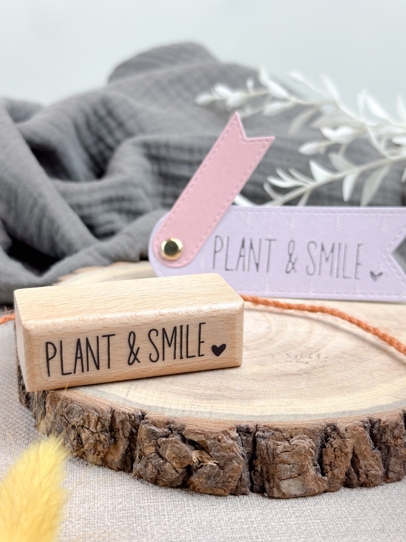 Holzstempel Plant &amp; Smile