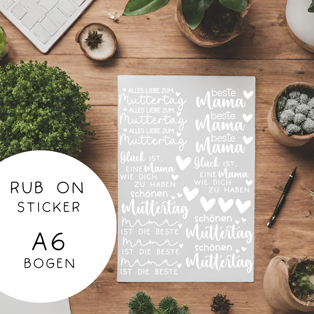 RubOn Sticker - Muttertag 2 A6 - weiß