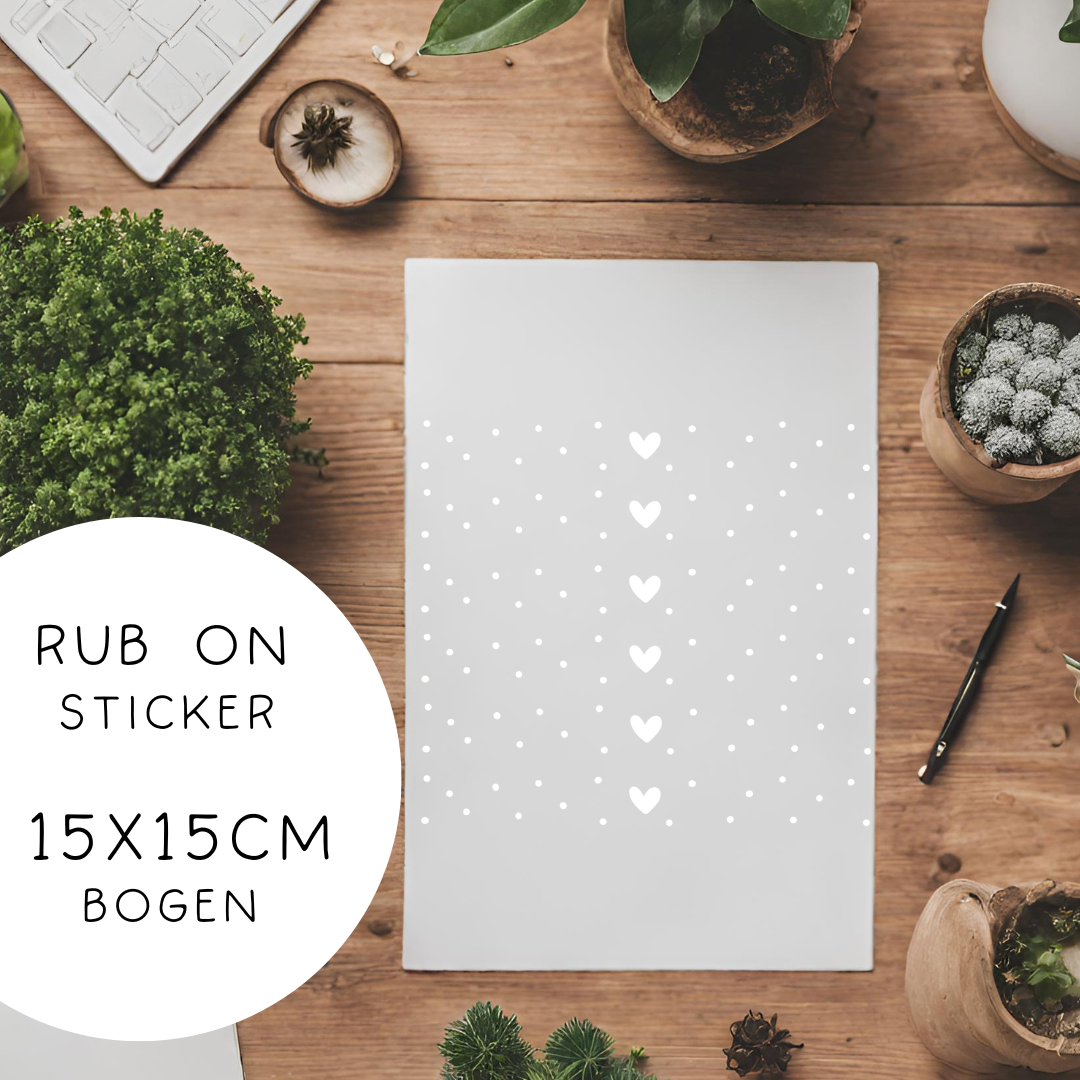RubOn Sticker - Klötzchen - Herz mit Pünktchen 15x15cm - weiß