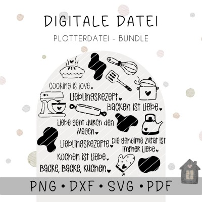 Plotterdatei Küchenliebe - Bundle - PNG - SVG - DXF -PDF