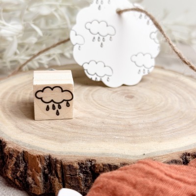 Ministempel Regenwolke - wiederverwendbarer Holzstempel