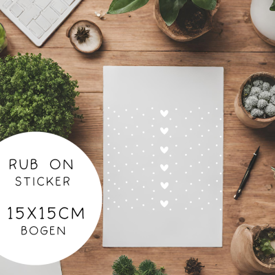 RubOn Sticker - Klötzchen - Herz mit Pünktchen 15x15cm - weiß - Rubbelsticker