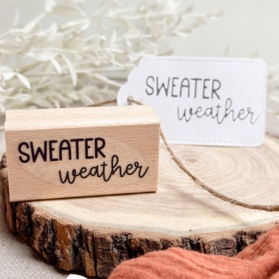 Holzstempel Sweater weather - wiederverwendbarer Holzstempel