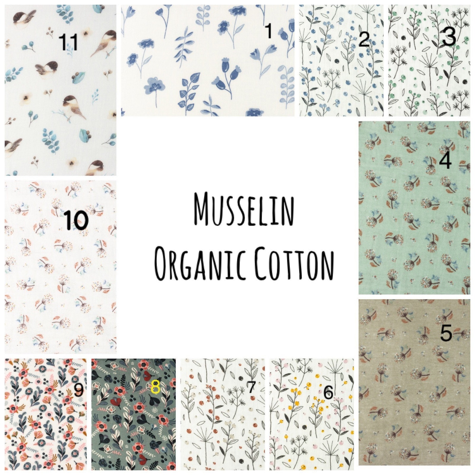 Musselin aus Organic Cotton, Double Gauze, Stoffe Baumwolle Digitaldruck, Pusteblume auf mintgrün,