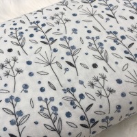 Musselin aus Organic Cotton, Double Gauze, Stoffe Baumwolle Digitaldruck, Blumen blau, ab 50 cm