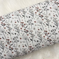 Musselin aus Organic Cotton, Double Gauze, Stoffe Baumwolle Digitaldruck, Blumen rost, ab 50 cm 2