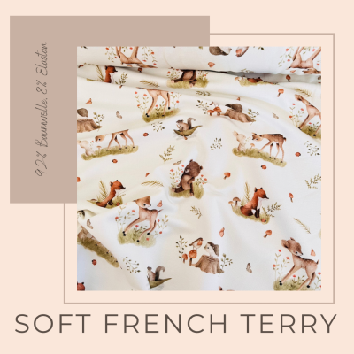 Soft French Terry Stoff aus Baumwolle mit Waltieren von Fräulein von Julie - French Terry, ab 10 cm