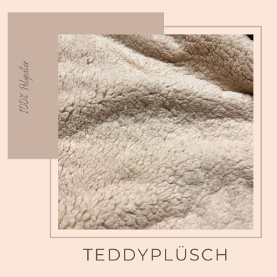 Teddyplüsch Stoff, dehnbar und weich, ökotex Standard 100 - hellbeige ,ab 10 cm