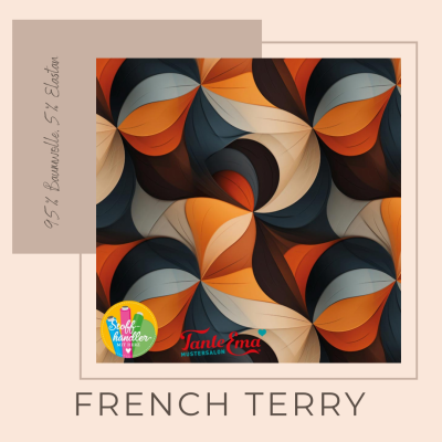 French Terry Stoff mit retro Motive - Eigenproduktionen, ab 10 cm
