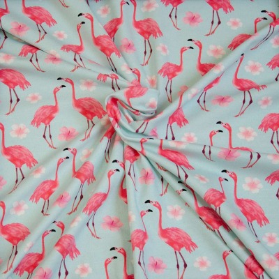 Jersey Stoff aus Baumwolle von HILCO Textil - Flamingos