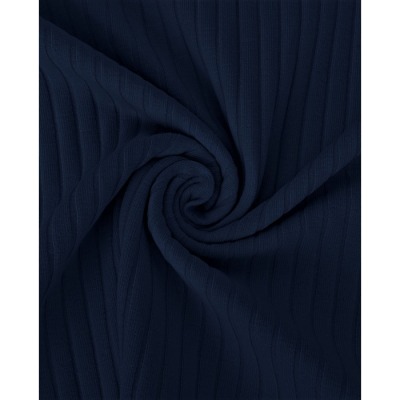 Rippenjersey, Stoff mit breite Rippen in marineblau - 8x4 Breitrippjersey , ab 10 cm