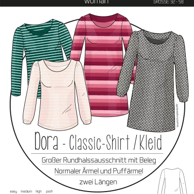Papierschnittmuster Dora-Classic-Shirt/Kleid von Ki-Ba-Do - Papierschnittmuster Dora Classic