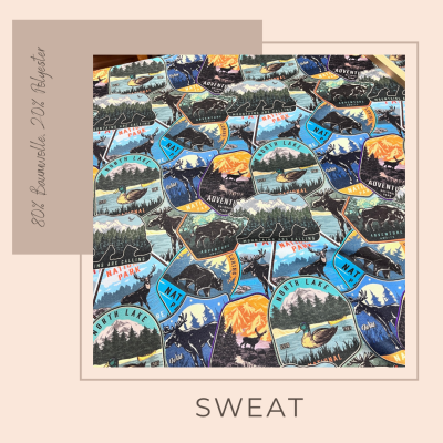 Sweat Stoff aus Baumwolle, flauschig mit Adventure Motiven - Ökotex standard 100, ab 10 cm
