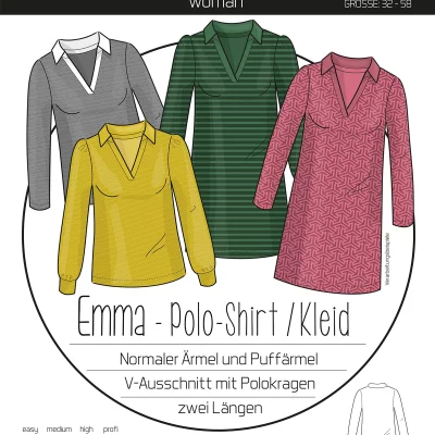 Papierschnittmuster Emma Poloshirt/Kleid von Ki-Ba-Do - Papierschnittmuster Emma Poloshirt/Kleid