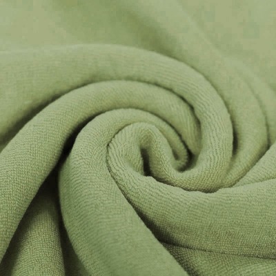 Strech Frottee Stoff aus Baumwolle, Ökotex Standard 100 - olivgrün , ab 50 cm