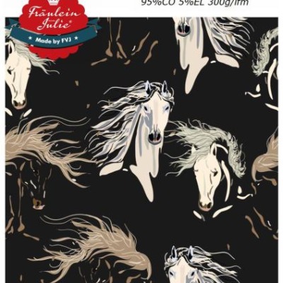 Jersey aus Baumwolle von Fräulein von Julie, Ökotex Standard 100 - ab 10 cm, Pferdeköpfe