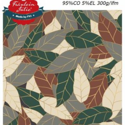 Jersey aus Baumwolle von Fräulein von Julie, Ökotex Standard 100 - ab 10 cm, Blätter