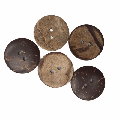 5 Knöpfe aus Kokosnuss, 30 mm mit 2 Löchern, Naturknopf Vintage, Sewing Button - Knöpfe,