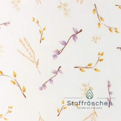 Musselin Organic CottonStoff Baumwolle Digitaldruck ab 50 cm Trockenblumen Mulltuch BabyDouble Gauze