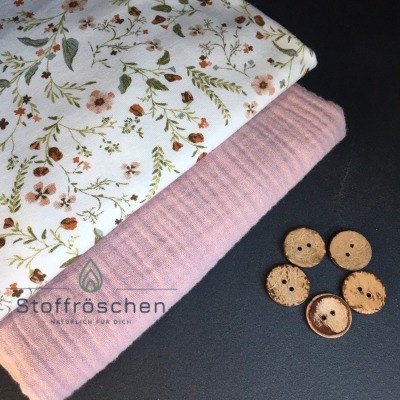 Stoffpaket aus Musselin und Jersey, 2x 50 cm - Stoffpaket rosa mit Blümchen