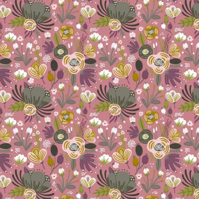 Organic Jersey Stoff Blumen Blumen, Organic Cotton, rosa ab 50 cm Digitaldruck