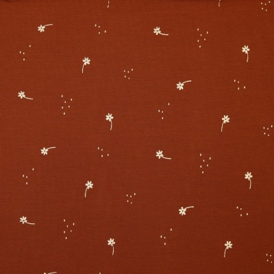 Jersey Stoff aus Baumwolle, Poppy Design, mit Glitzer rostrot, ab 50 cm