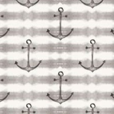 French Terry, Stoffe aus Baumwolle mit Anker und Streifen, grau, maritim, ab 50 cm