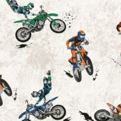 French Terry, Stoffe aus Baumwolle mit Motocross, Biker, Motorrad, ab 50 cm