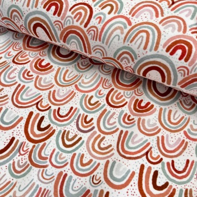 Jersey Stoff aus Baumwolle mit Regenbogen - ab 10 cm, Ökotex Standard