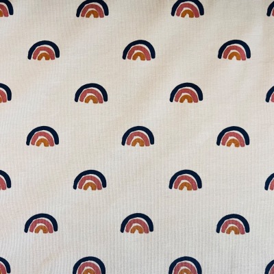 Jersey Stoff aus Baumwolle mit Regenbogen - ab 10 cm, Ökotex Standard 100