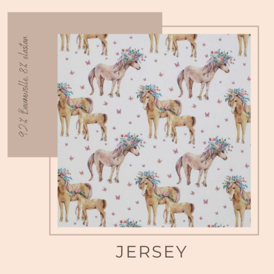 Jersey Stoff aus Baumwolle, mit Einhorn, Ökotex Standard 100 - Mädchenjersey, ab 10 cm