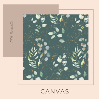 Canvas Stoff aus Baumwolle, exklusiver Design - Eukalyptus Blätter, ab 50 cm