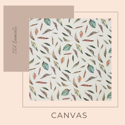 Canvas Stoff aus Baumwolle, exklusiver Design aus Spanien - Aquarell Blätter, ab 50 cm
