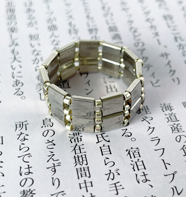 Glasperlen-Ring Hakata silber