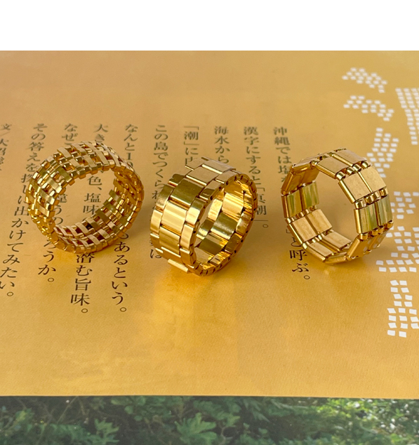 Glasperlen-Ring Hakata gold 5