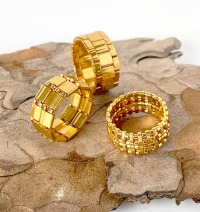 Glasperlen-Ring Nara gold 2