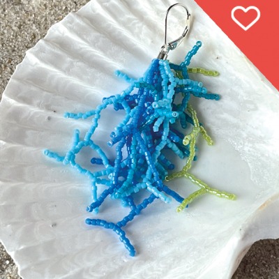 KORALLE BLAU-Miyuki Ohrringe fein - 925 Sterlingsilber, handgefertigt, japanische Perlen, Blau,