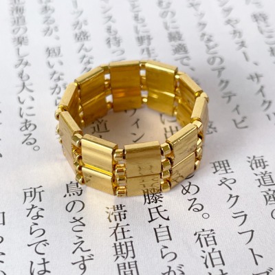 Glasperlen-Ring Hakata gold - handgefertigt, japanische Miyuki Glasperlen 24kt vergoldet
