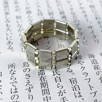 Glasperlen-Ring Hakata silber - handgefertigt, japanische Miyuki Glasperlen Palladium