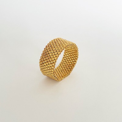Glasperlen-Ring - handgefertigt, japanische Miyuki Glasperlen 24kt vergoldet